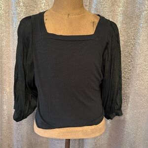 Anthropologie Black Square Neck Blouse